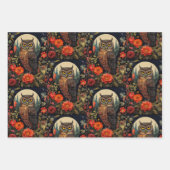 Owl at Night with a Full Moon Pattern ラッピングペーパーシート (正面2)