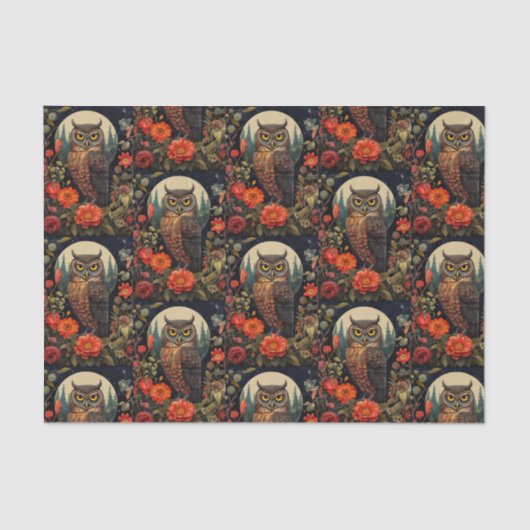 Owl at Night with a Full Moon Pattern 薄葉紙 (正面)