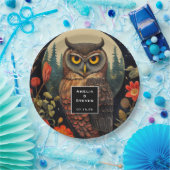 Owl at Night with a Full Moon Pattern Wedding ペーパープレート (パーティー)