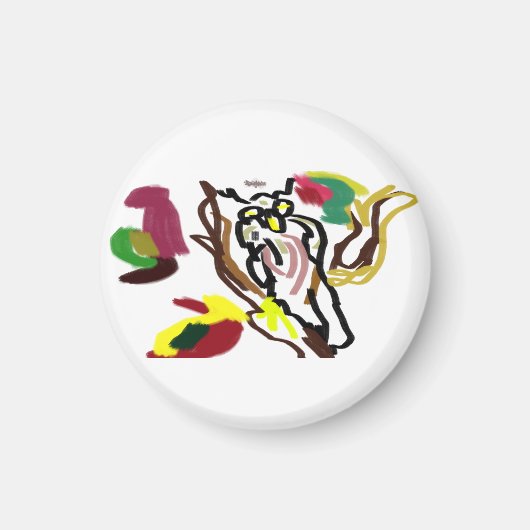 Owl autumn oil マグネット (正面)