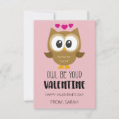 Owl Be Your Valentine Kids Valentine’s Day Card ノートカード (正面)