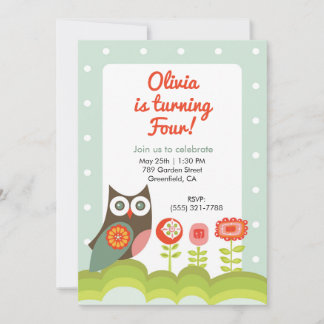 Owl Birthday Invitation for Kids  招待状