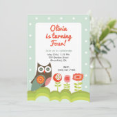 Owl Birthday Invitation for Kids  招待状 (スタンド正面)
