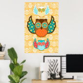 Owl Bohemeポスター – 任意の背景色を選択 ポスター (ホームオフィス)