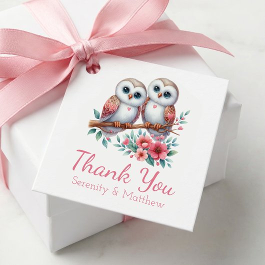 Owl Boho Rustic Country Woodland Wedding Thank You フェイバータグ