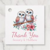 Owl Boho Rustic Country Woodland Wedding Thank You フェイバータグ (正面)