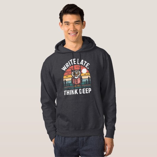  Owl Book Moon Vintage Sunset パーカ (正面フル)