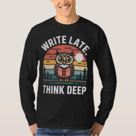  Owl Book Moon Vintage Sunset Tシャツ