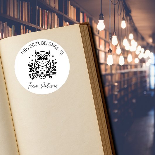 Owl Bookplate Stickers – “This Book Belongs To”  ラウンドシール