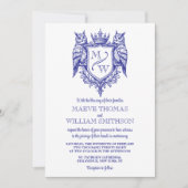 Owl Crest Royal Monogram Wedding Invitation (正面)