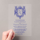 Owl Crest Royal Monogram Wedding Invitation アクリル招待状 (インサイチュ (ポータブル))