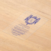 Owl Crest Royal Monogram Wedding Invitation アクリル招待状 (レイダウン)