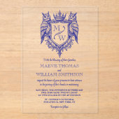 Owl Crest Royal Monogram Wedding Invitation アクリル招待状 (正面)