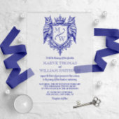 Owl Crest Royal Monogram Wedding Invitation アクリル招待状