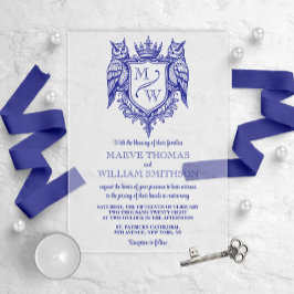 Owl Crest Royal Monogram Wedding Invitation アクリル招待状
