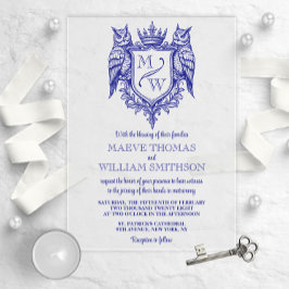 Owl Crest Royal Monogram Wedding Invitation アクリル招待状