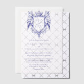 Owl Crest Royal Monogram Wedding Vellum Overlay ベラム紙招待状 (オフセット (招待状))
