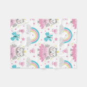 Owl Crown Rainbow Blanket: A Cozy Embrace フリースブランケット (正面(横))