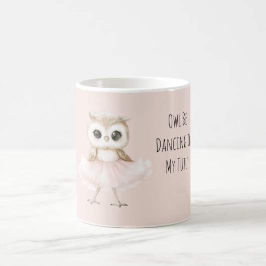 Owl Dancing Pink Tutu Ballerina コーヒーマグカップ (中央)