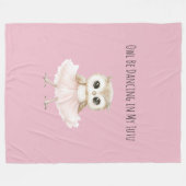 Owl Dancing Pink Tutu Ballerina フリースブランケット (正面(横))