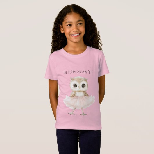 Owl Dancing Pink Tutu Ballerina Tシャツ (正面フル)