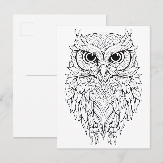 Owl doodle drawing.  ポストカード (正面/裏面)