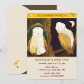 Owl Family Kids Slumberパーティー 招待状 (正面/裏面)