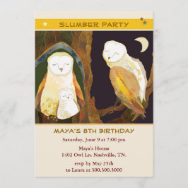 Owl Family Kids Slumberパーティー 招待状