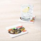 Owl flying autumn スクエアペーパーコースター (インサイチュ)