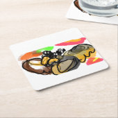 Owl flying autumn スクエアペーパーコースター (アングル)