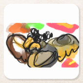 Owl flying autumn スクエアペーパーコースター (正面)