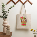 Owl Gift Tote Bag トートバッグ<br><div class="desc">An owl popping out of a gift box. This design looks really effective on this Tote Bag</div>