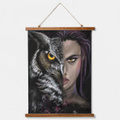Owl Girl – エモーションぶら下がったのタペストリー絵画- s 吊り下げ型タペストリー (正面)
