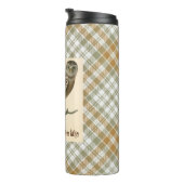 Owl Gold Green Plaid Thermal Tumbler タンブラー (回転右)