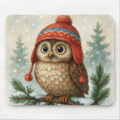 Owl In a Winter Cap マウスパッド (正面)