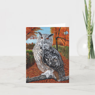 Owl in Autumn Forest Fine Art  ノートカード