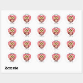 Owl In Heart Valentine Sticker ラウンドシール (シート)