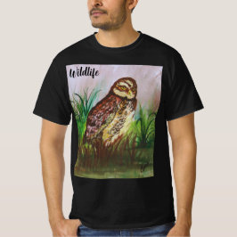 Owl in nature watercolor wallpaper decor art tシャツ