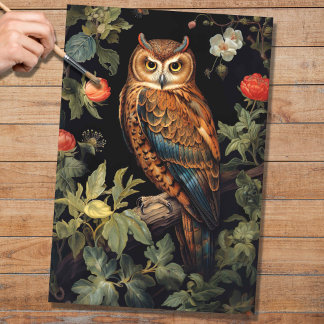 Owl in Tapestry 1 Decopage紙 薄葉紙