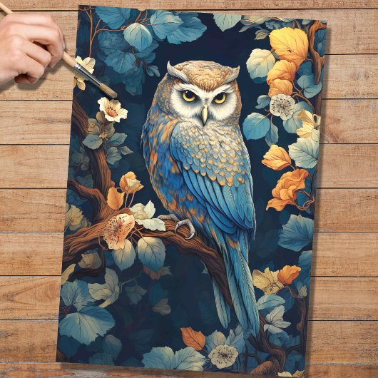 Owl in Tapestry 2 Decopage紙 薄葉紙