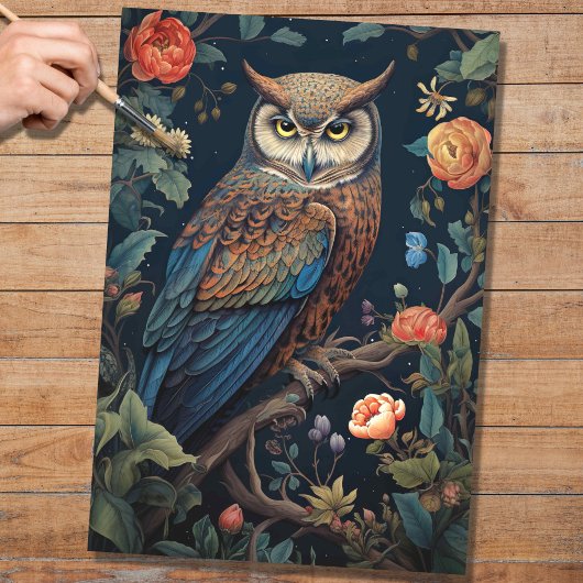Owl in Tapestry 4 Decopage紙 薄葉紙