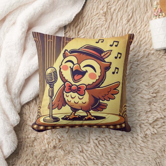 Owl Jolson - Jazz Singing Owl クッション (ブランケット)