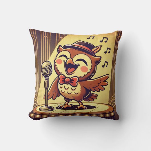 Owl Jolson - Jazz Singing Owl クッション (正面)