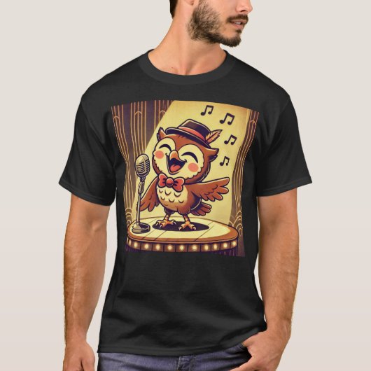 Owl Jolson - Jazz Singing Owl Tシャツ (正面)