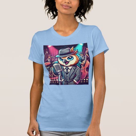 Owl Jolson - Neon Jazz Club Singer Tシャツ (正面)