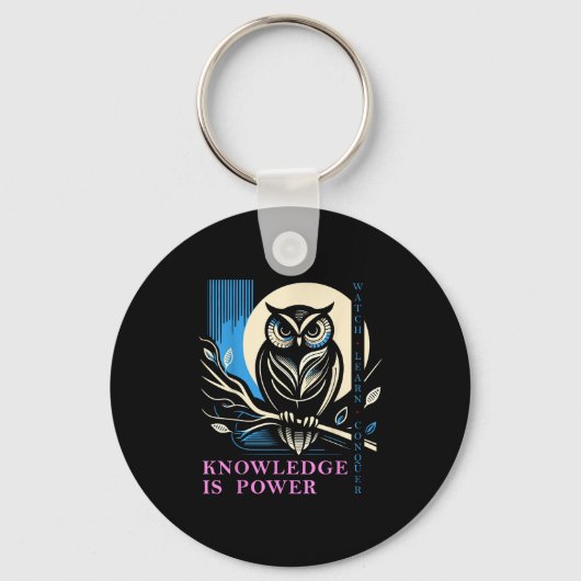 Owl - Knowledge Is Wer - Wisdom Owl Design  キーホルダー (正面)