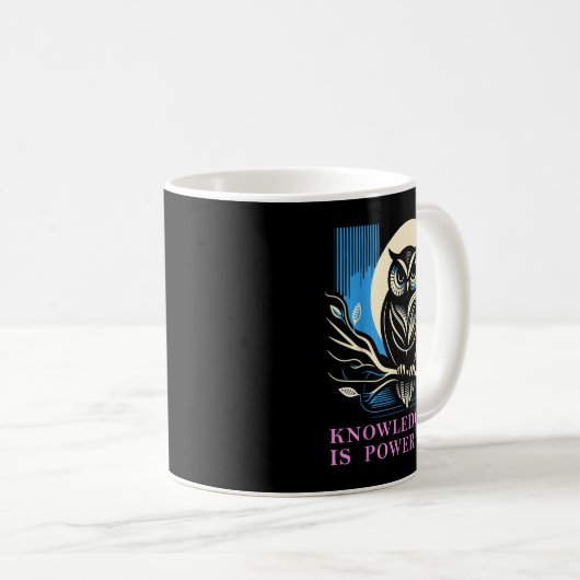 Owl - Knowledge Is Wer - Wisdom Owl Design  コーヒーマグカップ (正面右)