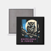Owl - Knowledge Is Wer - Wisdom Owl Design マグネット (正面/裏面)
