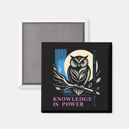 Owl - Knowledge Is Wer - Wisdom Owl Design マグネット (正面/裏面)