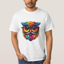 Owl Librarian：グラフィティカラフルTシャツアート